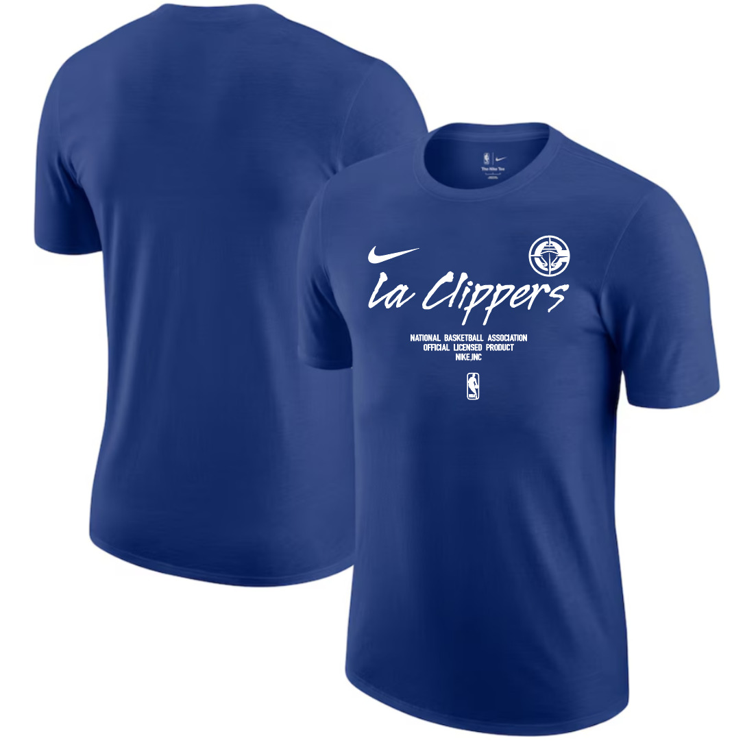 Men 2025 NBA Los Angeles Clippers Blue Nike T shirts style 3->nba t-shirts->Sports Accessory